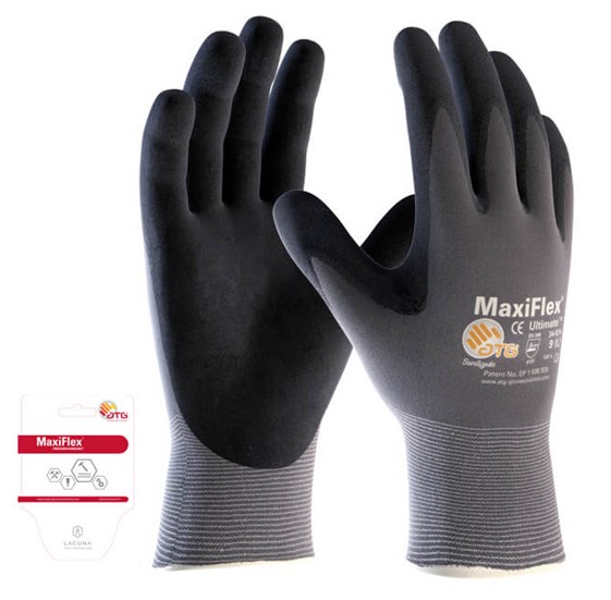 Glove MAXIFLEX ULTIMATE KW Palm Coated black/grey size 9