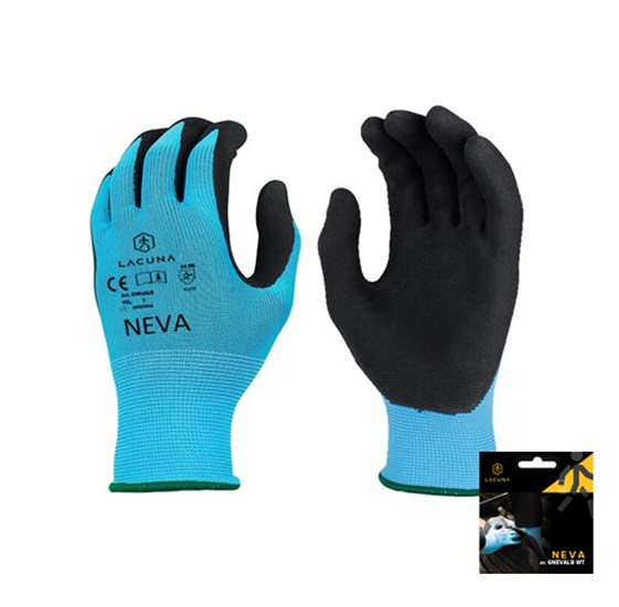 Light blue latex coated gloves NEVA