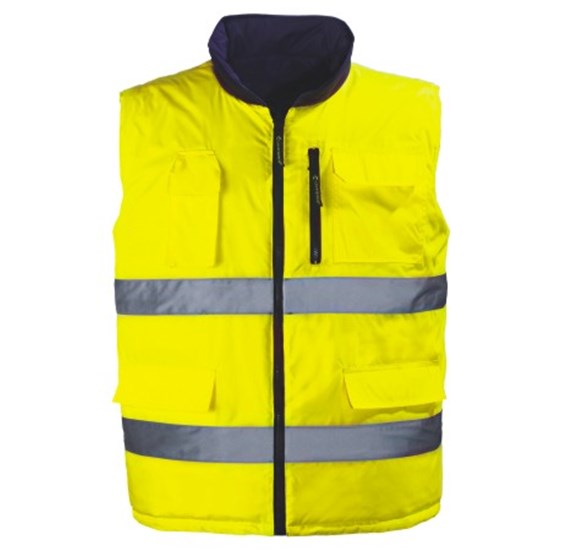 Odsevni dvostranski telovnik HI-WAY Hi-Viz rumeno-siv