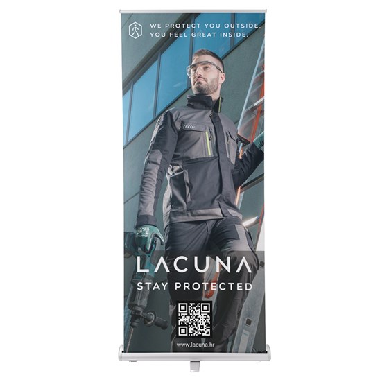 Freestanding promotional poster SEASONAL, roll up model